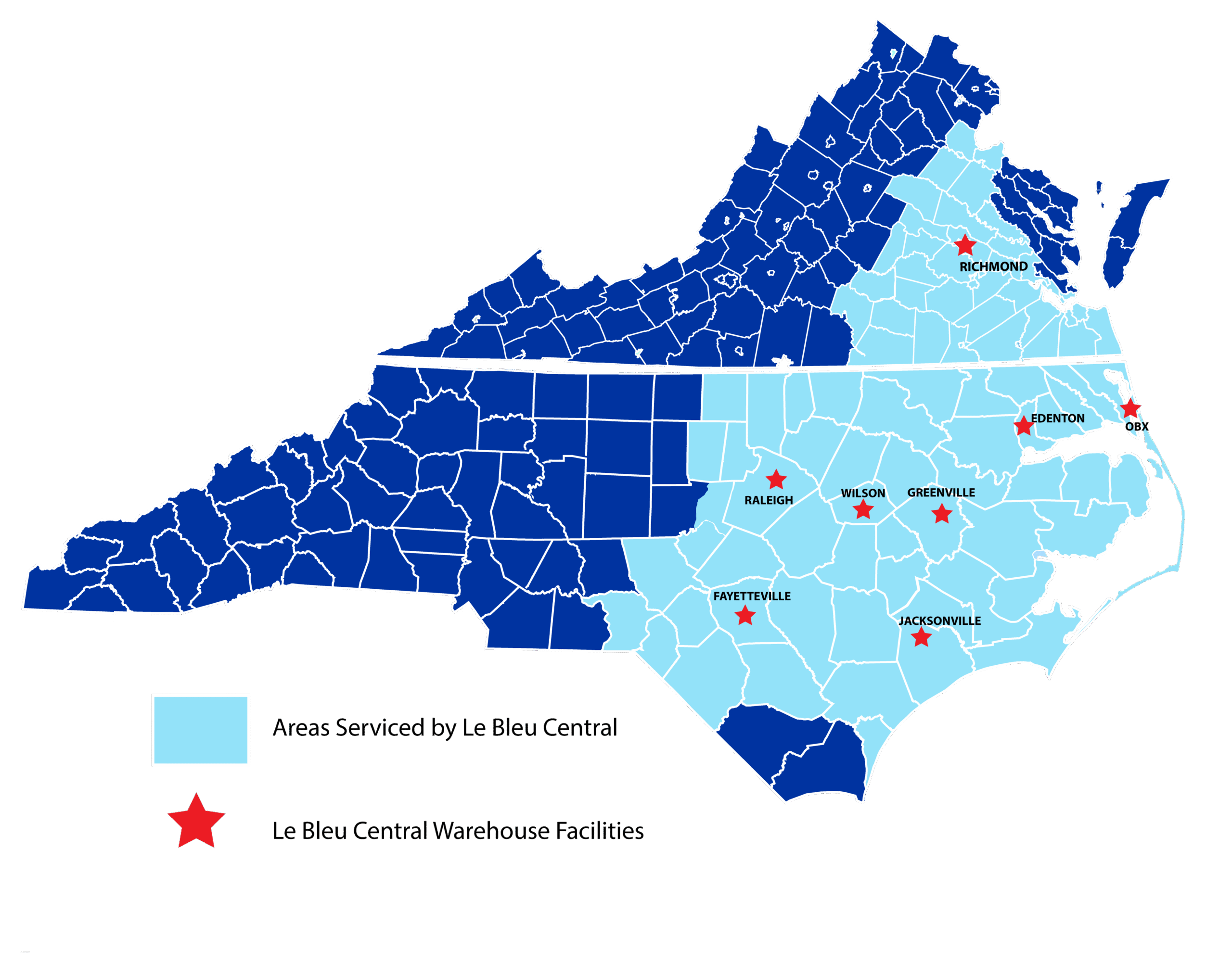 Le Bleu Central distribution map